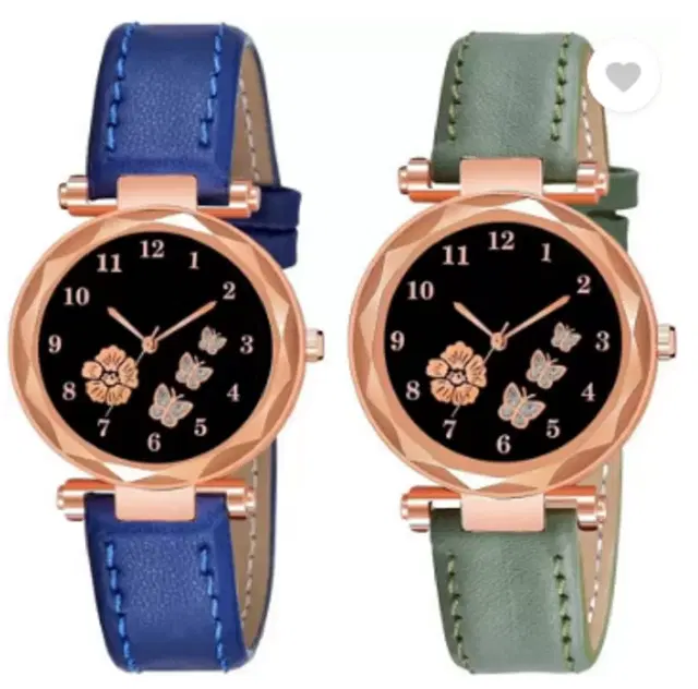 Analog Watch for Women & Girls, Pack of 2 (Multicolor)
