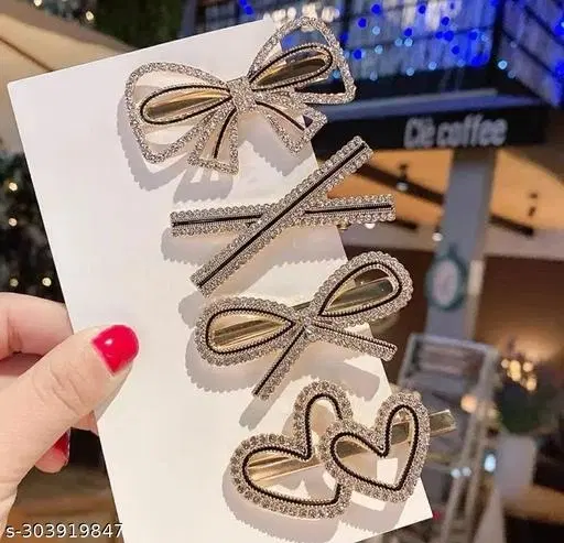 Black Hair Clips & Hair Pins for Women (Black, 3 Pcs)