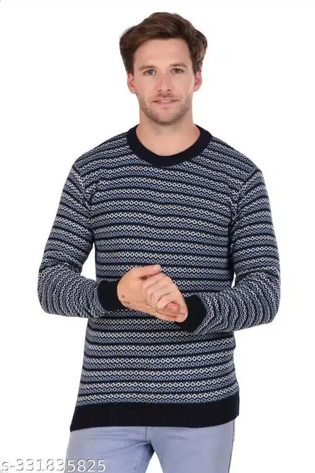 Acrylic Sweater for Men (Grey, M)