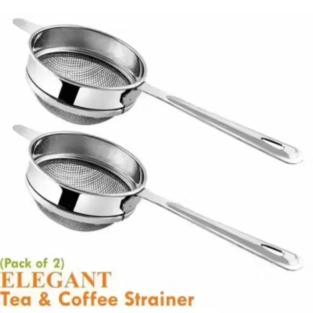 Inox round tea Strainer, 8cm Dia, Pack of 2