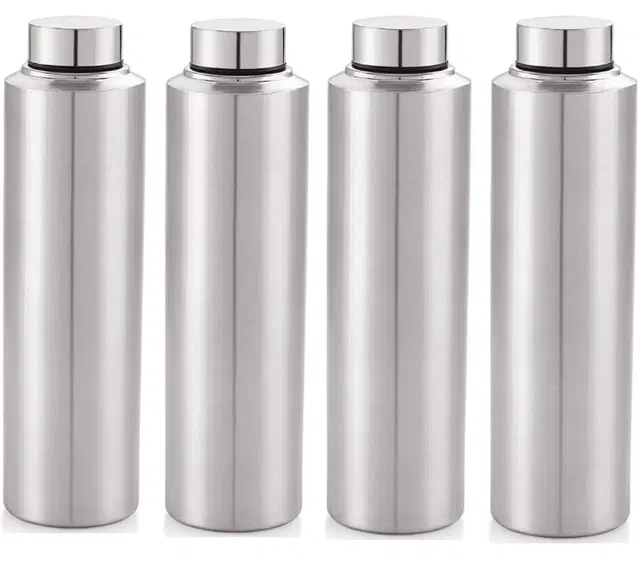 Stainless Steel Water Bottle, Silver, 1000 ml, Pack of 4