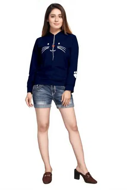 Freeward Cotton Hoodies For Womens (Navy Blue, XL) (FW-27)