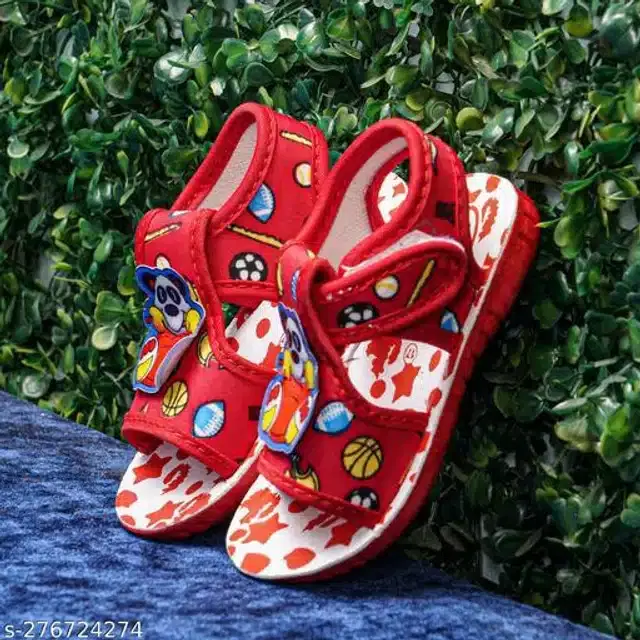 Velcro Sandals for Infants (Red & White, 6-9 Months)