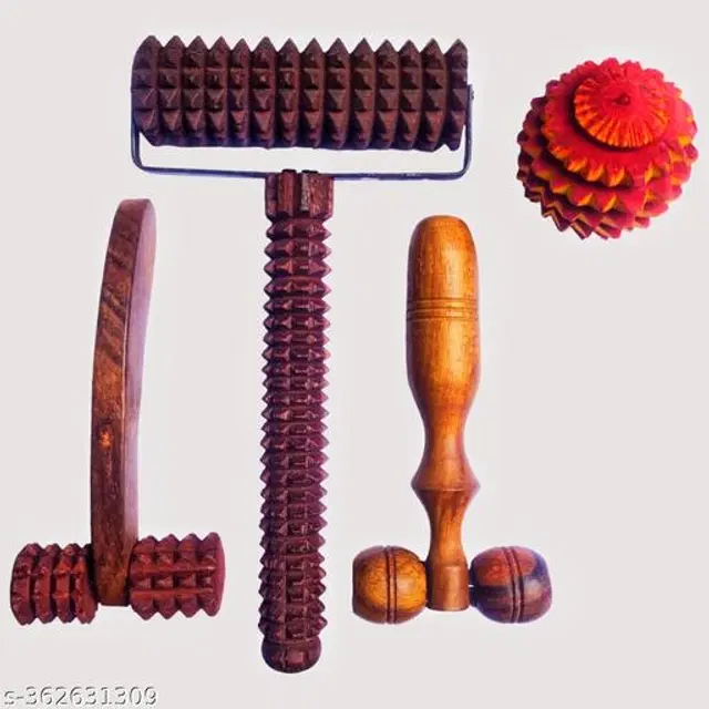 Wooden Body Massager Set, Multicolor, Set of 4