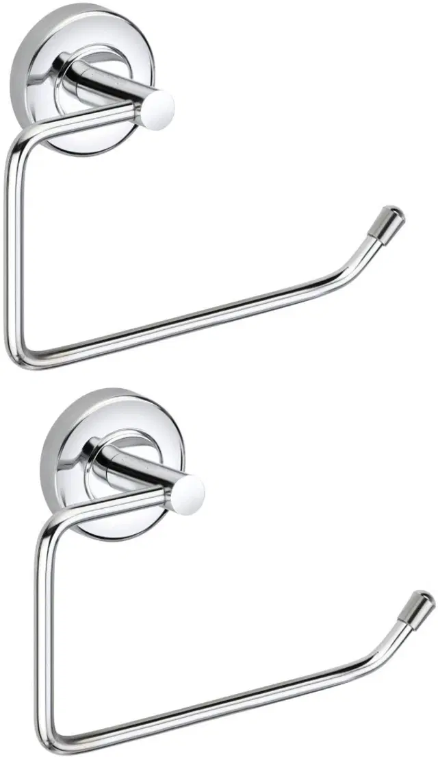 Stainless Steel Multipurpose Towel Ring with Wall Flange, Silver, Set of 2