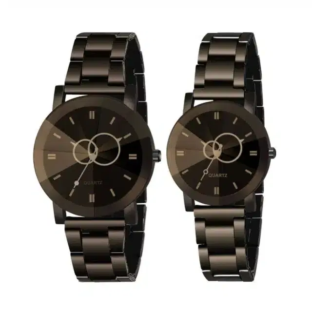Couple Analog Watches, Pack of 2 (Black)