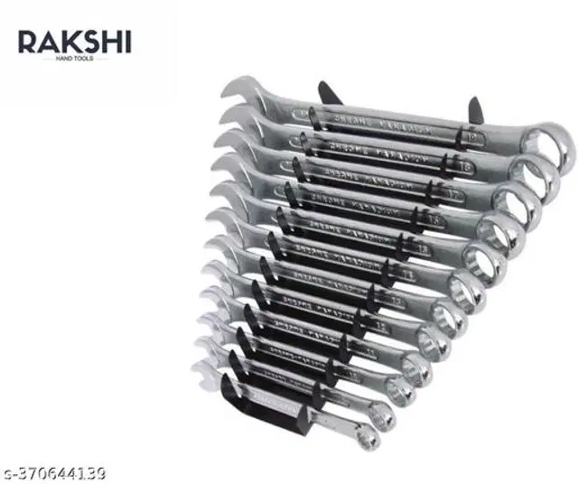 Combination Wrench Hand Tool Set, Silver, Set of 12