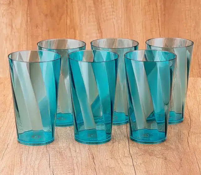 Plastic Water Glass, Pack of 6, Blue