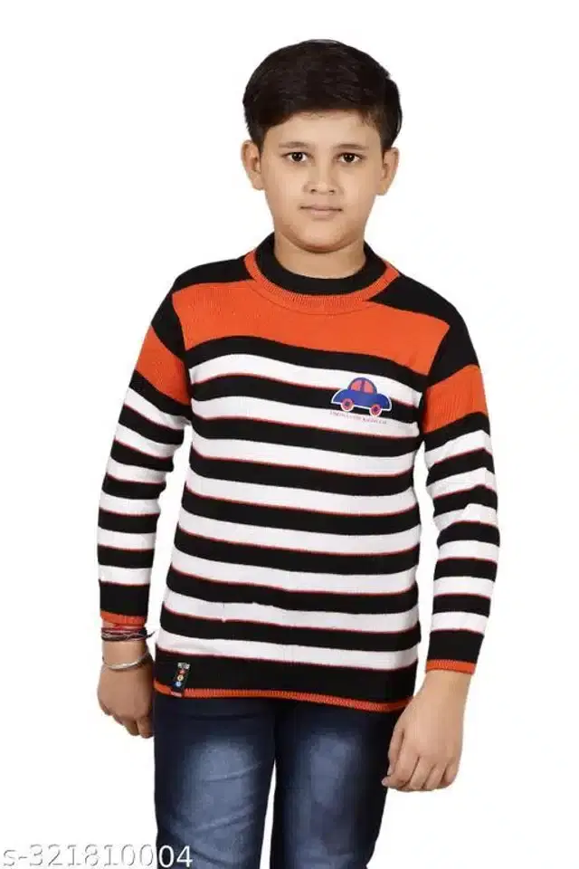 Woolen Full Sleeves Round Neck Sweater for Boys (Multicolor, 9-10 Years)