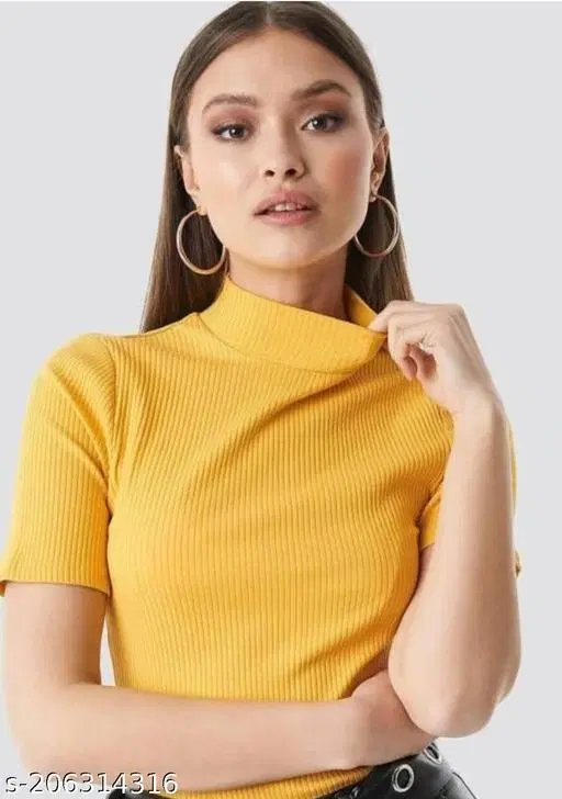 Cotton Kurti and Pyjama Set for Women (Yellow, S)