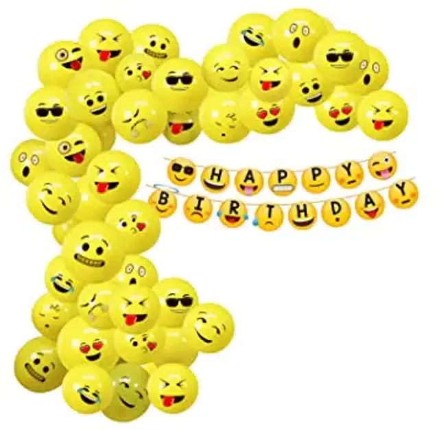 Beautiful Emoji Balloons, Multicolor, Pack of 51