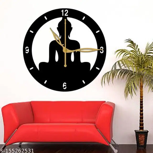 Wooden Wall Clock for Home, Black
