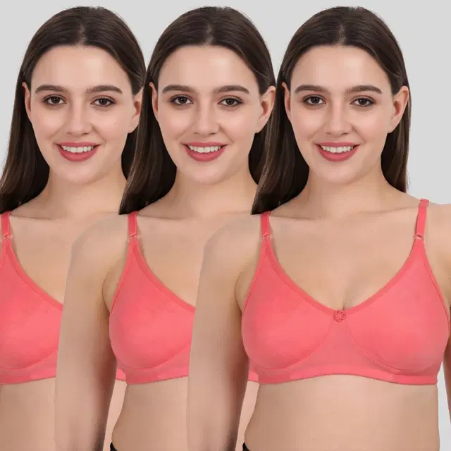 Cotton Bra for Women, Multicolour, Pack of 3 (28B)
