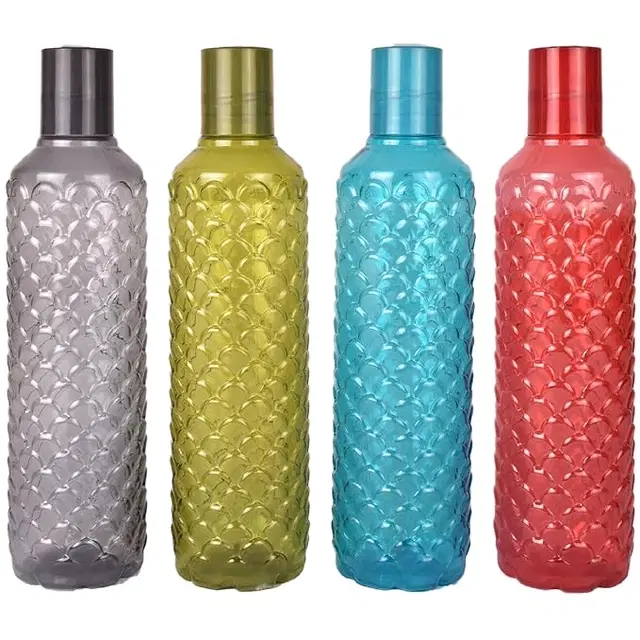 Plastic Water Bottles, Multicolor, 1000 ml, Pack of 4