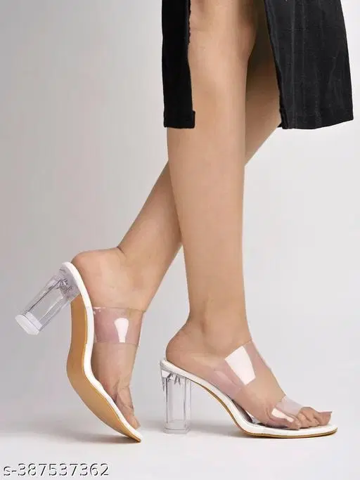 [237] White Solid Open Toe Heel Sandals for Women (IND-8)