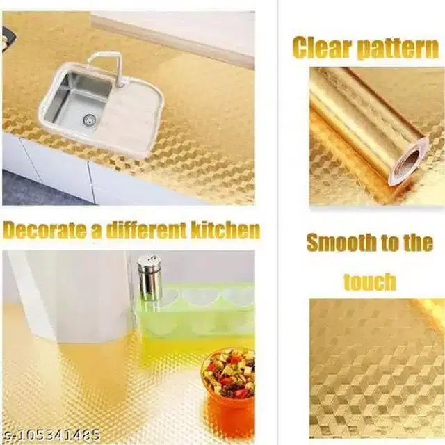 Self Adhesive Kitchen Wallpaper, Gold, 60X200 cm