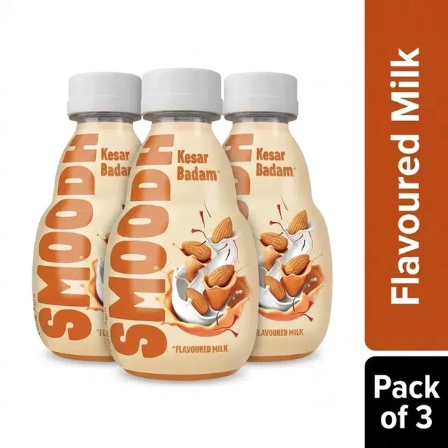 Smoodh Kesar Badam Flavoured Milk 3X150 ml - Pack of 3 (Bottle)