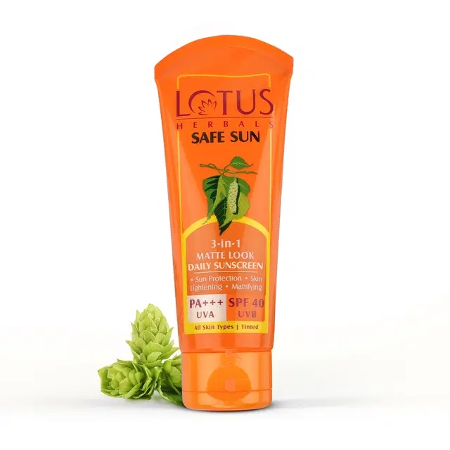 Lotus Herbals Safe Sun 3 in1 Matte Look Daily Tinted Sunscreen| SPF 40 and PA+++|All skin types| 100 g