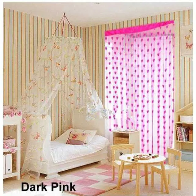 iLiv Net Heart Curtains, Set of 2, Dark Pink, iLiv-41