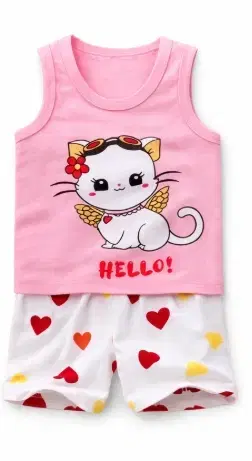 Hello Kitty Cotton Blend Clothing Set for Kids ,Multicolor (12-18 Months)