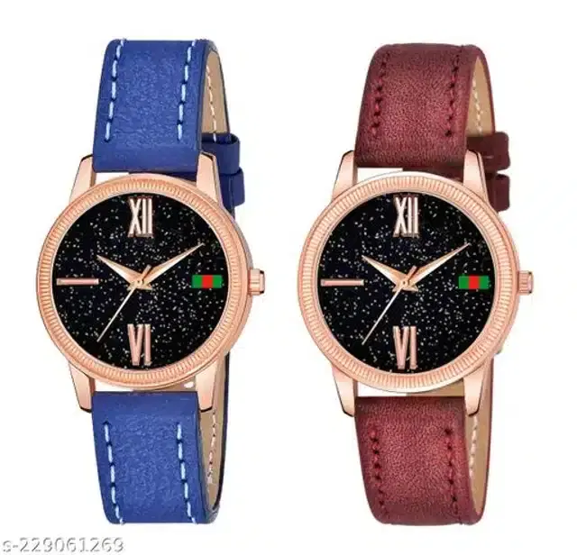 Analog Watch for Women, Pack of 2 (Multicolor)