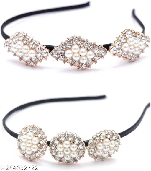 Hair Bands for Women, Pack of 2 (Silver)