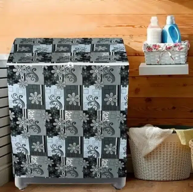 Knit Printed Semi Automatic Washing Machine Cover, Multicolor