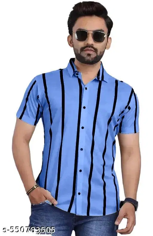 Lyrca Printed Shirt for Men (Blue, S)