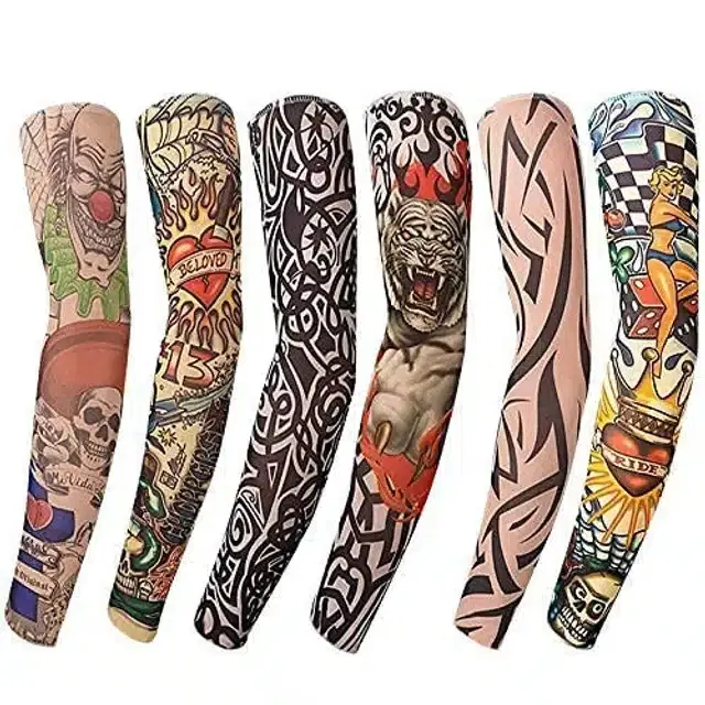 Nylon Arm Sleeves for Men & Women, Pack of 6 (Multicolor)