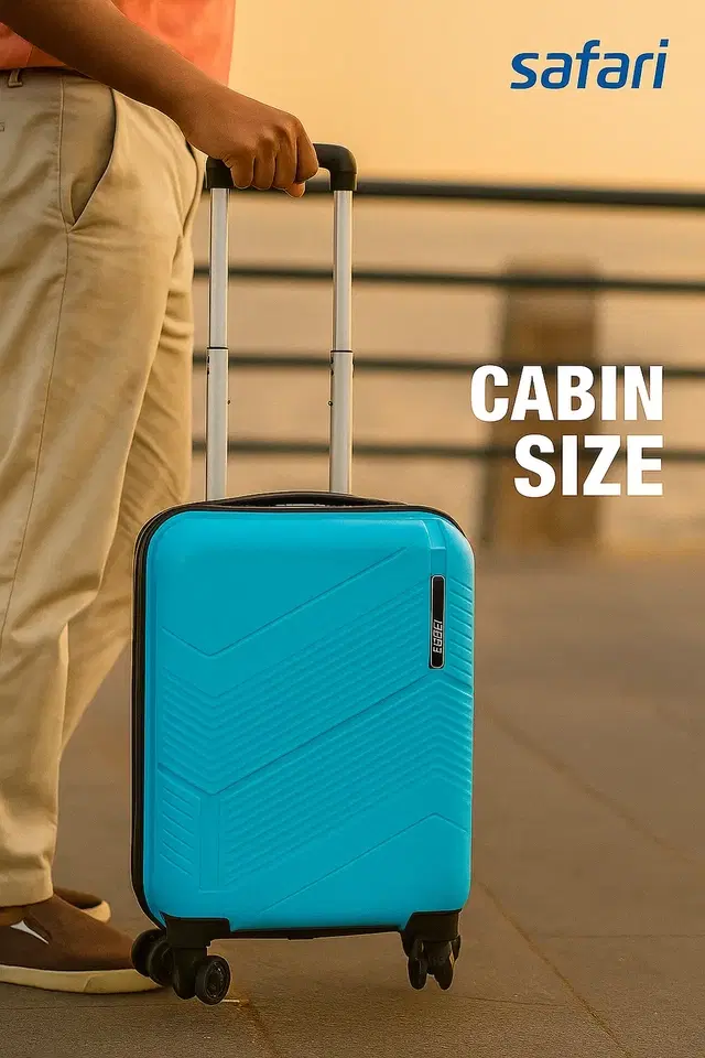 Safari Carter Pro 8 Wheels Small Cabin Size Trolley Bag  Polyproplyene Spinner Luggage, 55Cm, (Cyan, Pack of 1)