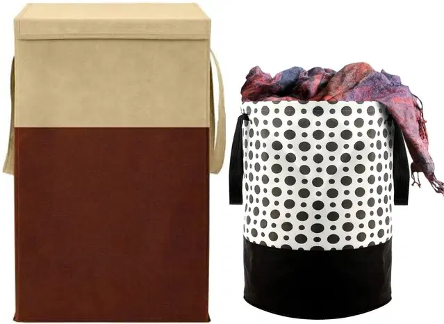 Canvas Laundry Basket,Multicolor,  (Pack Of 2)