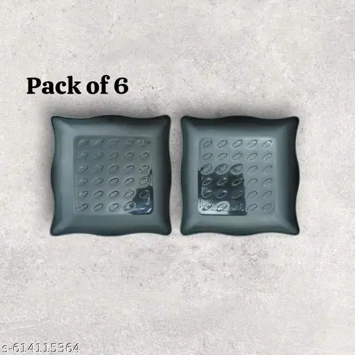 Plastic Plates for Kitchen, Black, Pack of 6