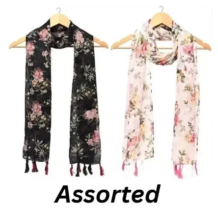 Cotton Blend Printed Scarves for Women (Multicolor, Pack of 2)
