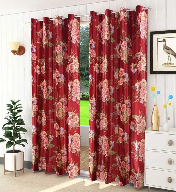 Homefab Polyester Curtains, Maroon, 5 Feet, HF-195