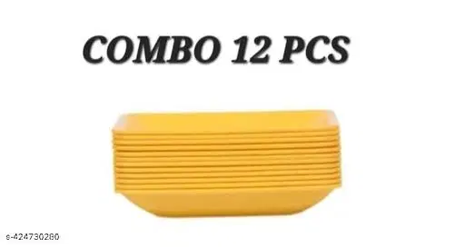 Plastic Plates for Kitchen, Yellow, Pack of 12