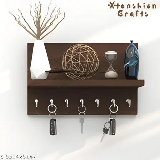 Wooden Single Layer Wall Shelves For Home, Brown