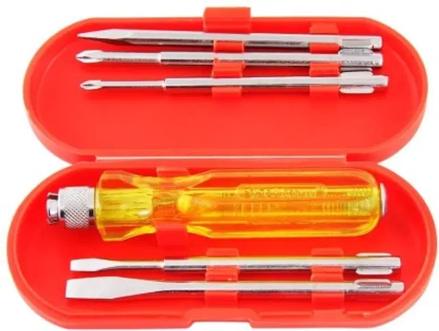 5 Pcs Grip Combination Screwdriver Set Kit With Different Blades for Multipurpose Use, Set of 5