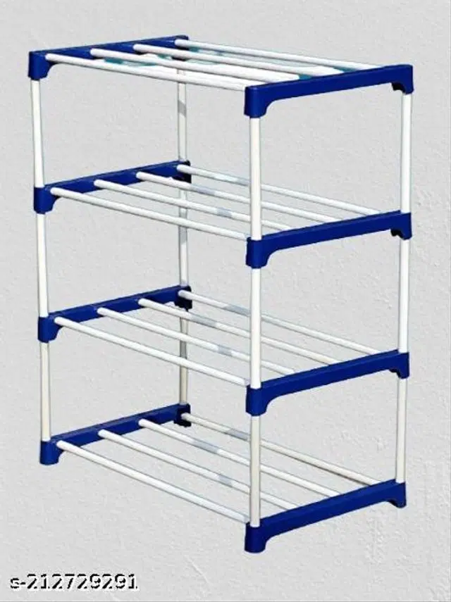 Collapsible Shoe Racks, Blue & White
