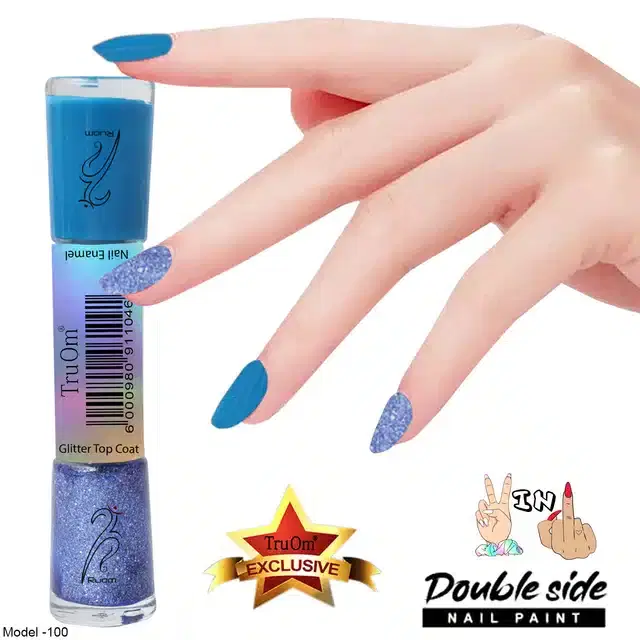 2 in 1 Glitter with Nail Polish, Sea Blue