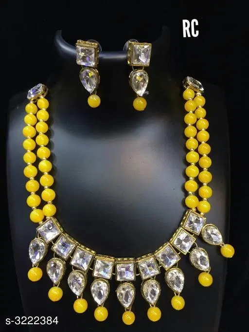 Women'S Alloy Gold Plated Jewellery Set for Women, Yellow