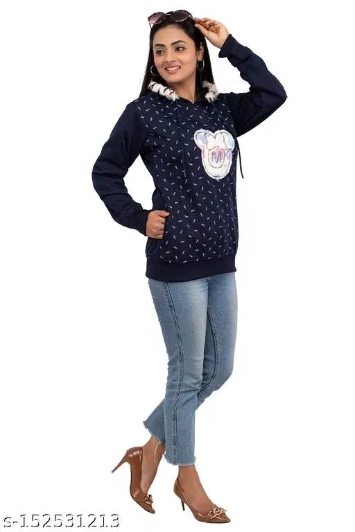 Cotton Blend Sweater for Women (Blue, M)