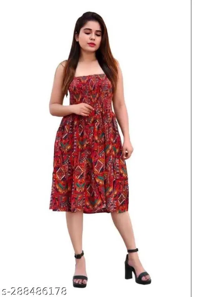 Polycotton Dress for Women (Multicolor, S)