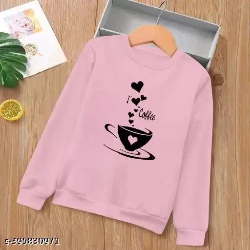 Cotton Printed Sweatshirt for Women (Pink, S)