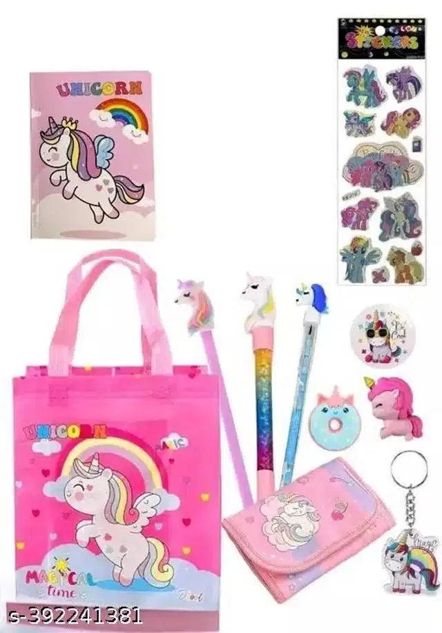 Unicorn Theme Stationery Gift Set, Multicolor, Set of 12