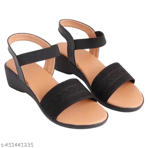 Acknew Women heels Ankle Strap Wedges, Black (6)
