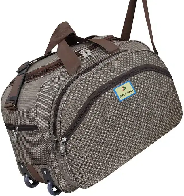 Polyester Traveling Luggage Bag with Wheels, Brown,60 L