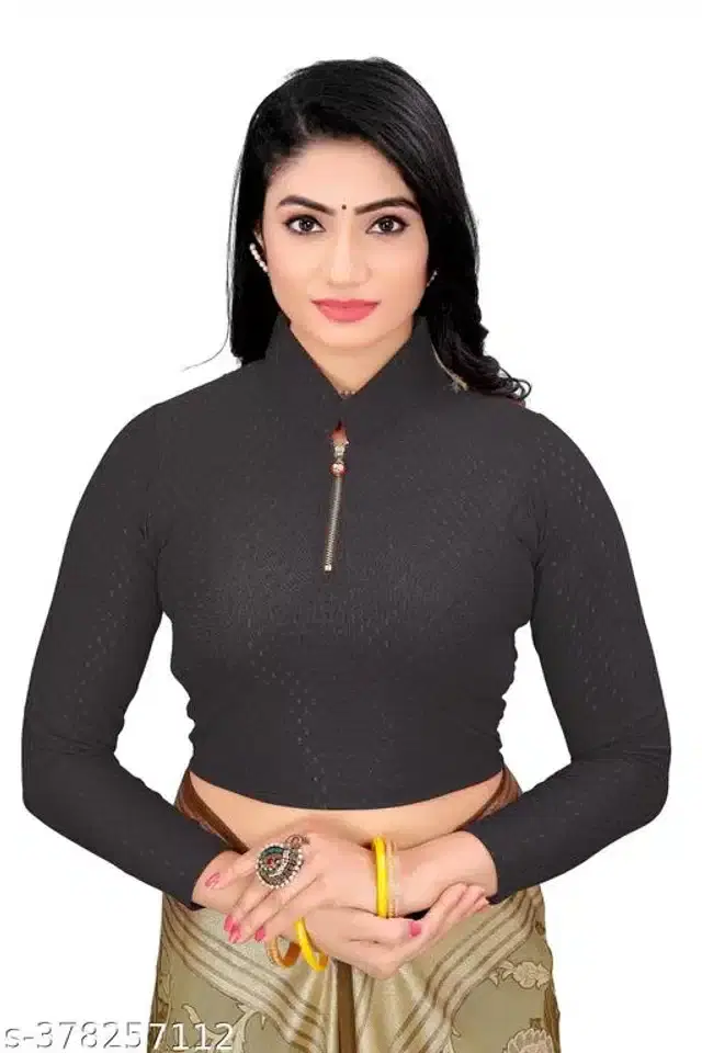 Three-Quarter Sleeves Blouse for Women (Black, 28)