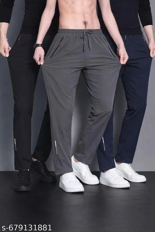 Cotton Pants for Men, Grey, Pack of 3 (28)