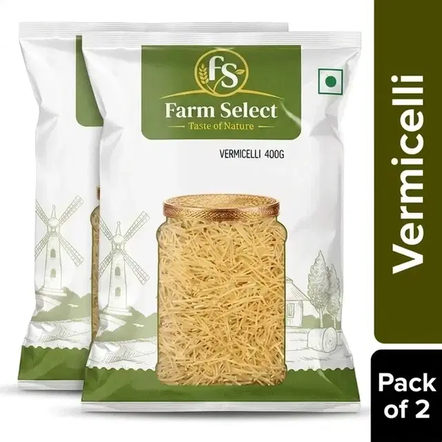 Farm Select Vermicelli 400 g (Pack of 2) (100 % Sooji)