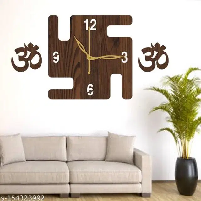 Wooden Wall Clock for Home, Brown